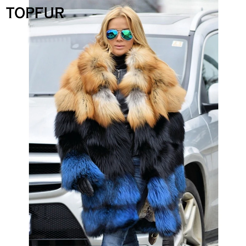 TOPFUR New Arrival Genuine Red Fox Fur Coats For Women High Quality Real Red Fox Fur Outwear Hot Sale Thick Warm Long Parka