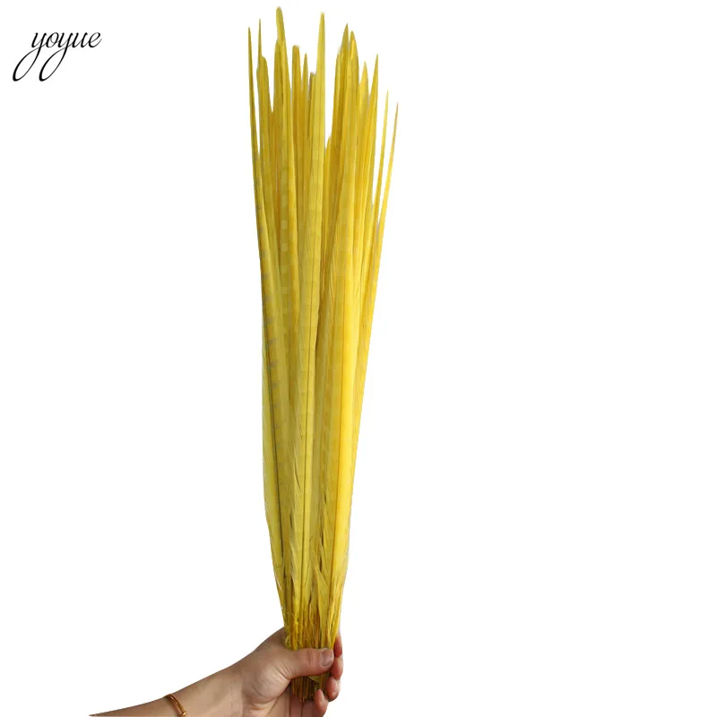 Yellow 100 шт./лот 55-60 см 22-24 дюймов Ringneck фазан хвост перья, свадебные украшения Декор Перья для ремесел натуральный - Цвет: Yellow