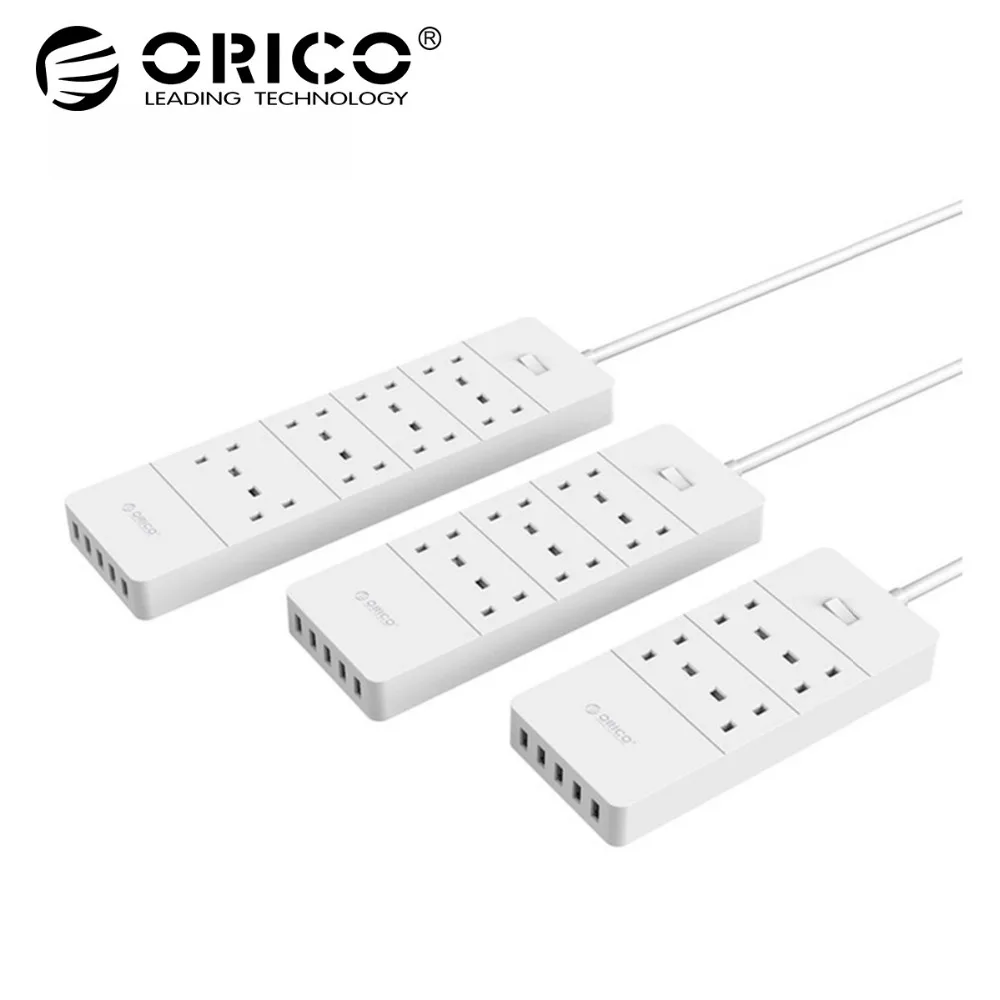 ORICO USB power Strip UK Plug 4 6 8 AC штепсельная розетка 5 USB порт, защищенный от перенапряжения удлинитель для адаптера 1,5 м кабель питания
