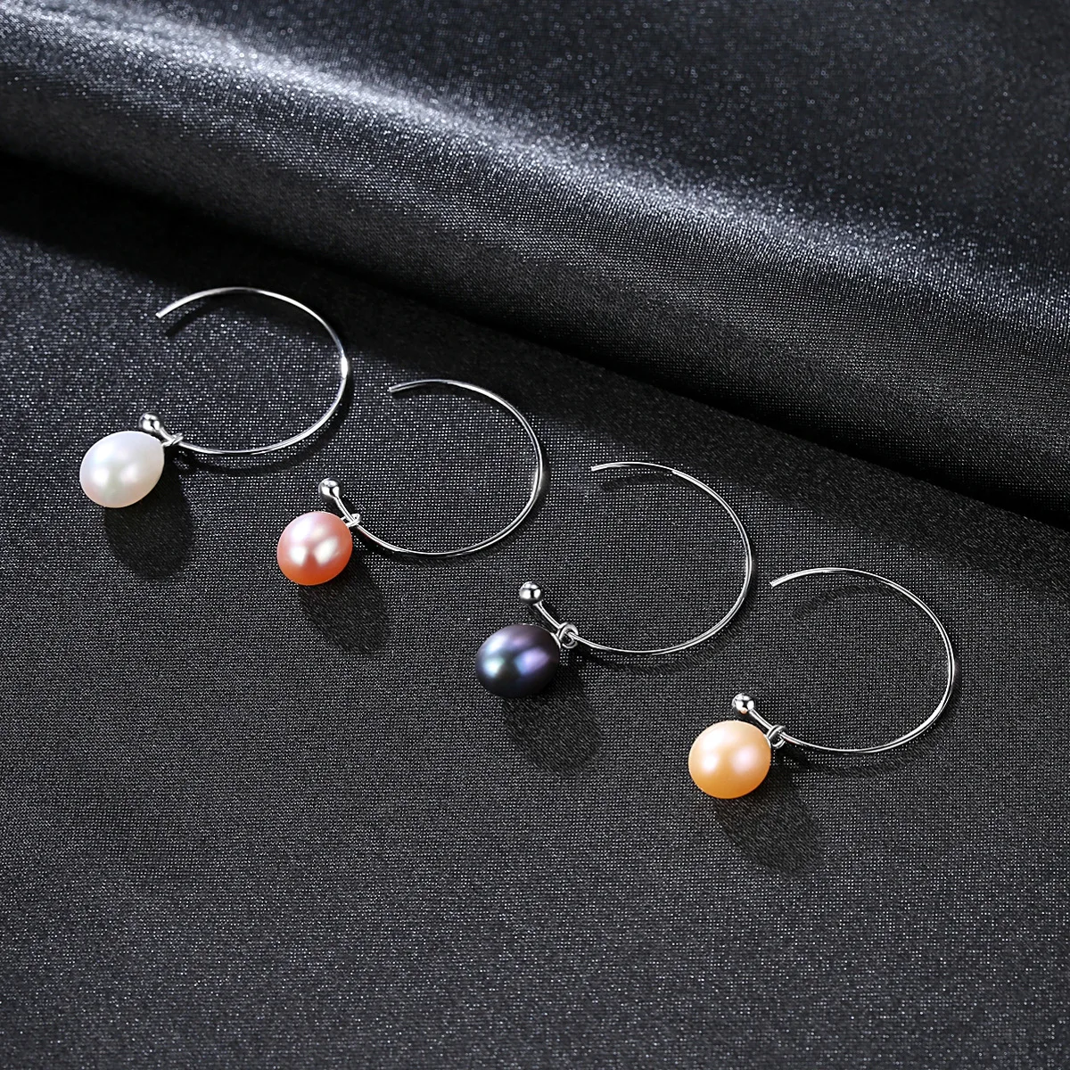 LANCAI 925 Sterling Silver Pearl Earrings Simple Design Natural Freshwater Big Hoop for Women Fine Jewelry Gift | Украшения и