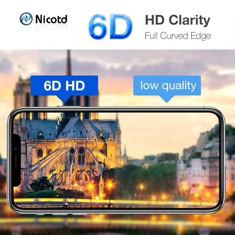 Nicott полное покрытие 6D Edge закаленное стекло для iPhone X 7 8 6 6s Plus Защита экрана 10 7Plus