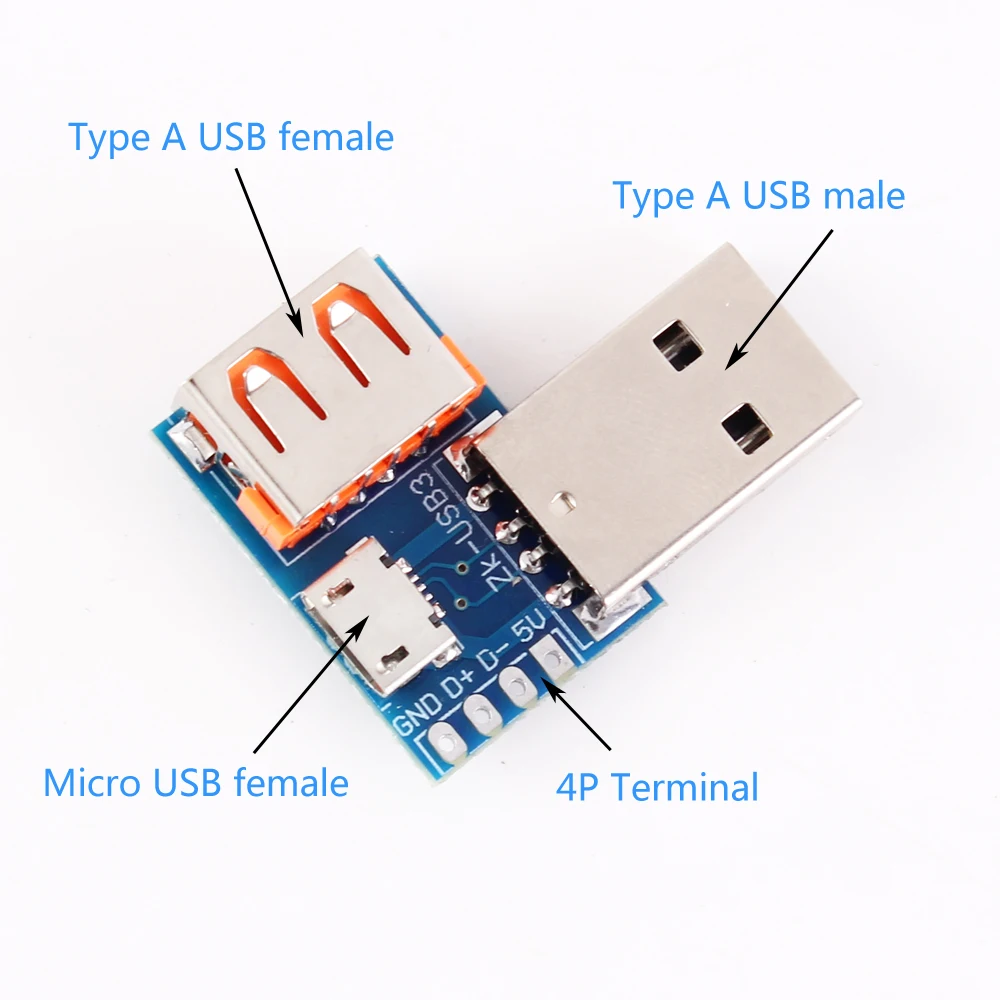 2 54 мм USB преобразователь стандартный разъем на Micro 4P терминальная плата