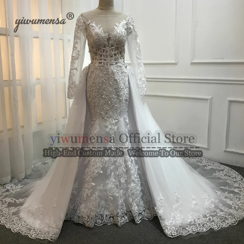 Robe De Mariee свадебное платье русалки Роскошные со съемными Шлейфы для свадебных платьев индивидуальный заказ платья невесты Vestido De Novia