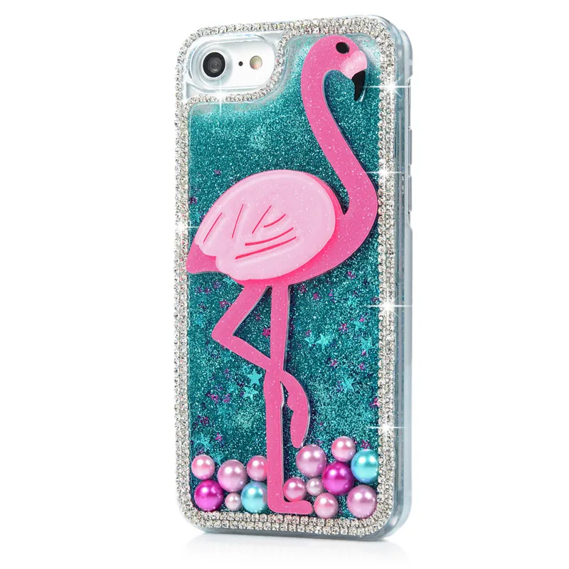 YOKIRIN для iPhone 6 S 7 Plus Блестки с бриллиантами розовые фламинго жидкие блестки чехол