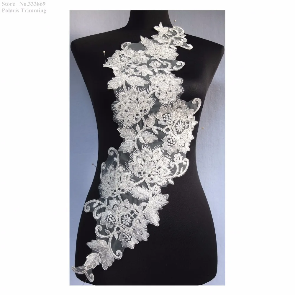 Бесплатная доставка 1 шт. аппликация кружевная отделка из цветов слоновой