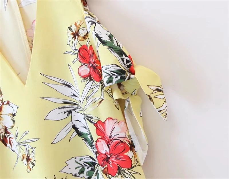 Летние Цветочный Принт без бретелек с v образным вырезом по колено прямое платье