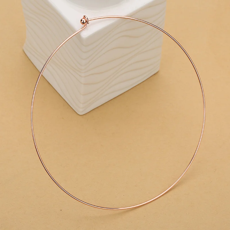 Rose Gold 2 шт./лот розовое цвета: золотистый, серебристый Цвет Медь Круглые Бусы из Цепочки и ожерелья для Для женщин Ширина 13 см крутящего момента подходит Изготовление ювелирных ожерелий выводы - Окраска металла: Rose Gold