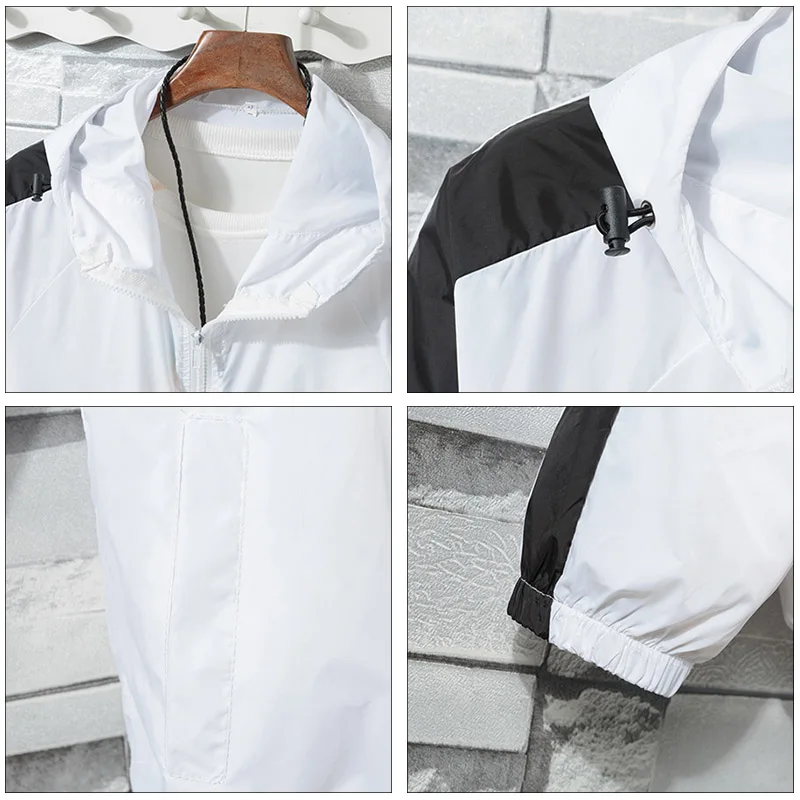 AIRGRACIAS New Autumn Hooded Bomber Jacket Men Casual Patchwork Color Windbreaker Male Outwear Thin Coat Brand Clothing | Мужская одежда