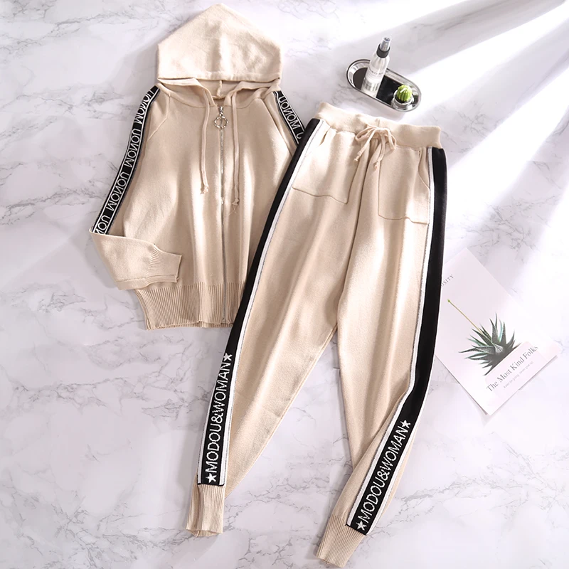 ALPHALMODA 2018 новые женские трикотажные спортивные костюмы с длинным рукавом Bf стиль