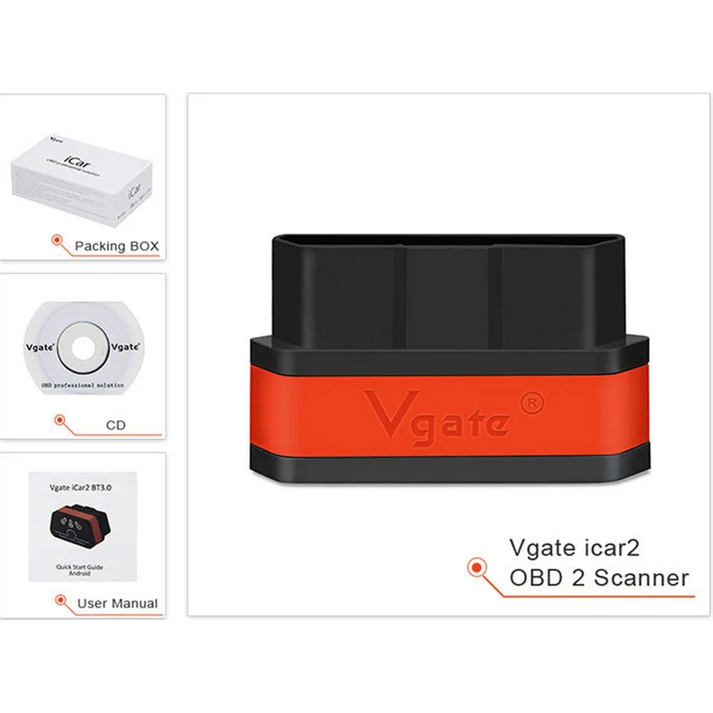 Диагностический прибор Vgate icar2 Bluetooth сканер для диагностики ошибок двигателя