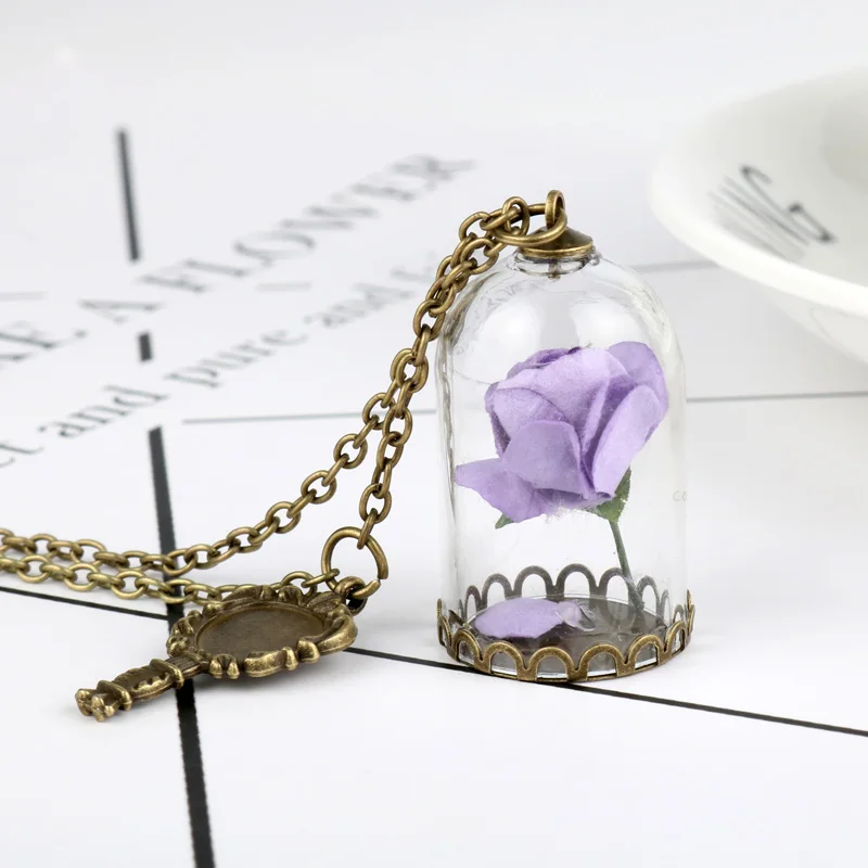 Ожерелье с подвеской в виде красивой и чудовище Очаровательная Роза