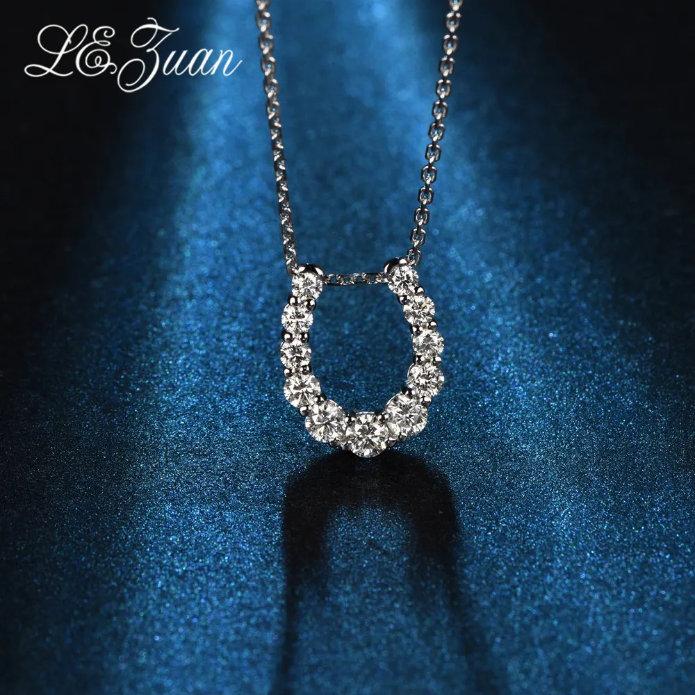 L & zuan U форма натуральный 0.51ct бриллианты подвески для женщин 18k золотые ожерелья