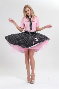 Рок н ролл костюм 1950-х Пудель рокабилли Ретро качели смазка нарядное платье костюм размера плюс M-6XL