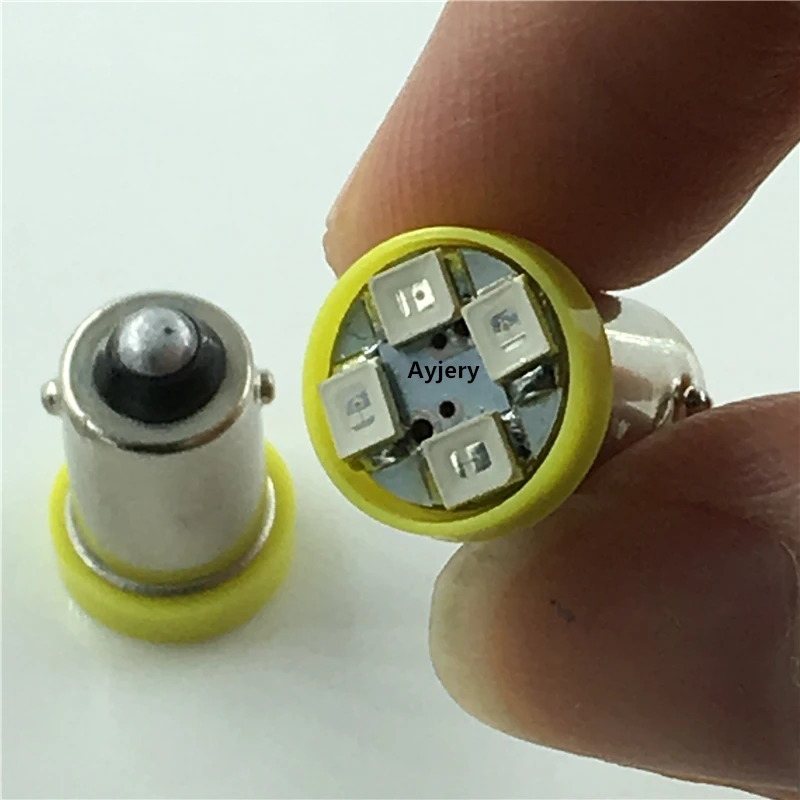 AYJERY 24 В постоянного тока 50/100 шт. BA9S T4W T11 1210 4 SMD СВЕТОДИОДНЫЙ ные лампы белого
