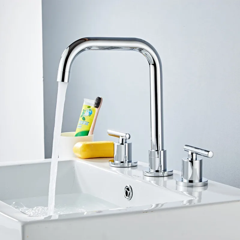 Смеситель для раковины с двойной ручкой золотой кран ванной комнаты горячей и