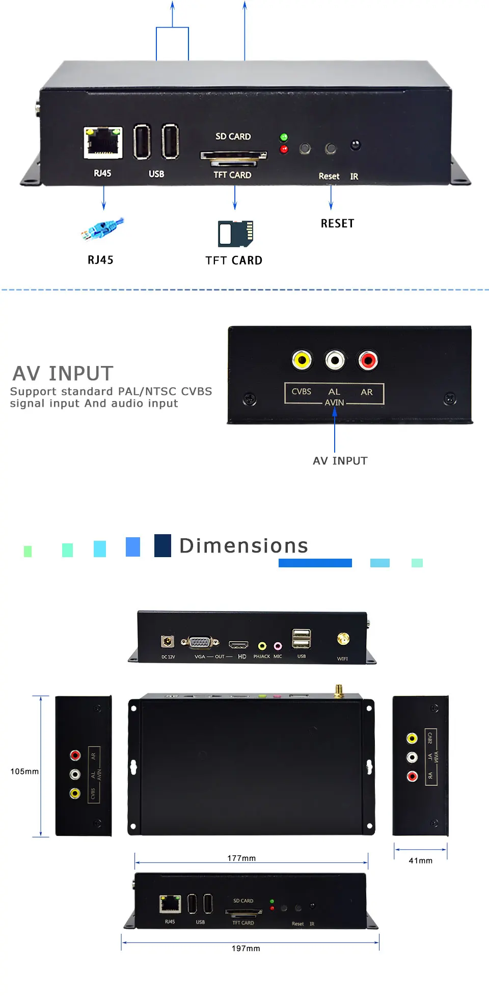 MPC3188-AVIN система управления содержанием портативный цифровой signage usb сетевой медиаплеер android box