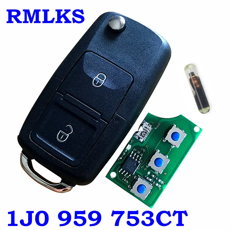 1J0 959 753 CT ID48 2 Button Car Remote Key Control Flip 433Mh For Volkswagen Bora Golf Passat Polo Seat Skoda |