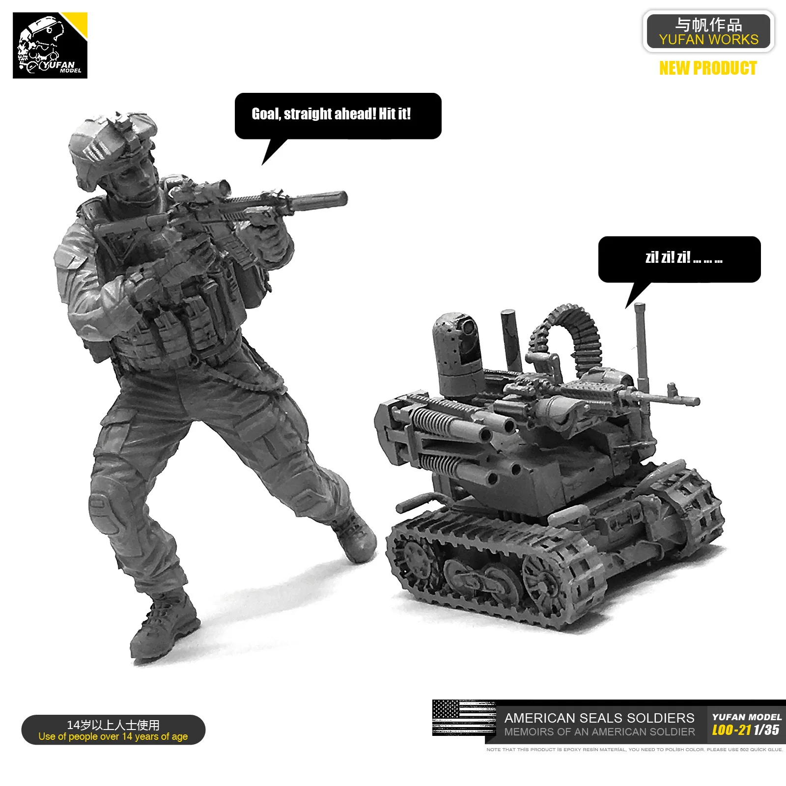 

Yufan Model 1/35 Figure Model Kit American Seal Commando And Operational Robot Resin Soldier Unmounted Loo-21