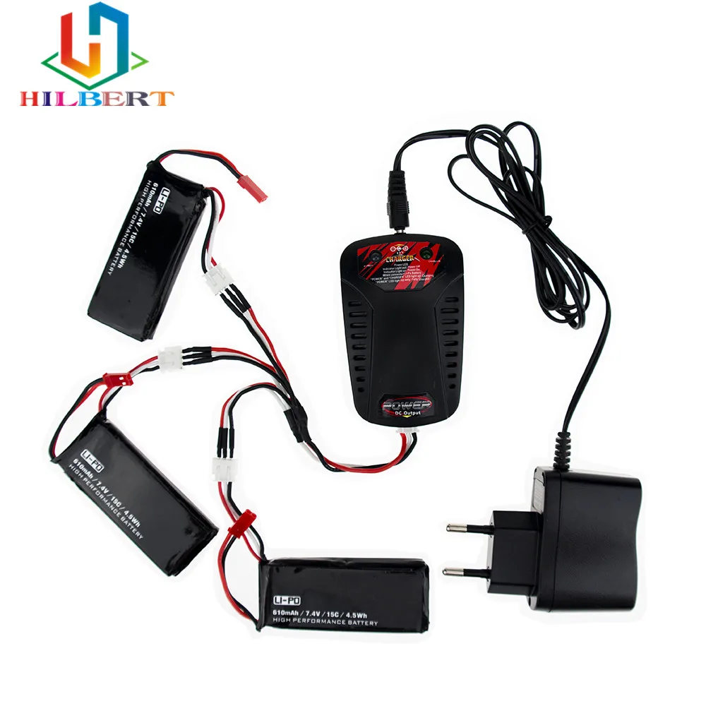 2 3 4 шт. 7 в 610 мАч lipo battery 15C JST plug and charger для Hubsan X4 H502S H502E rc Quadcopter drone Parts|lipo battery|jst plugdrone