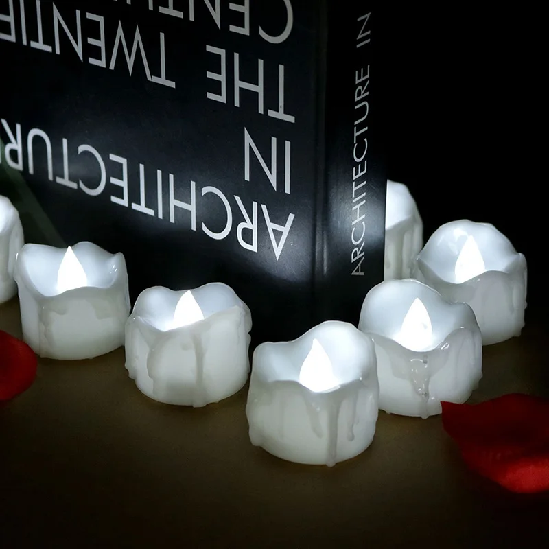 12 шт./упак. успокаивающее обету Свечи желтый мерцания LED Tealight с Таймер мигает fameless