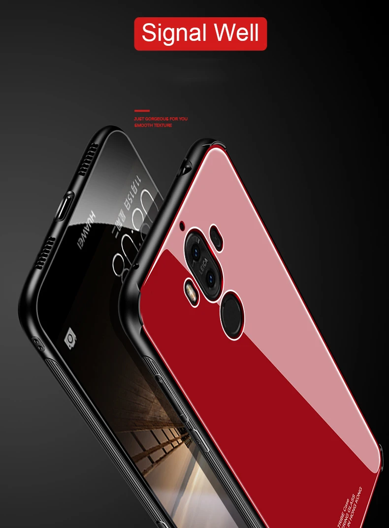 Makavo для Huawei Коврики 9 Pro Чехол роскошные закаленное Стекло задняя крышка Гибридный противоударный рукава жесткий Корпус для Huawei Коврики 9