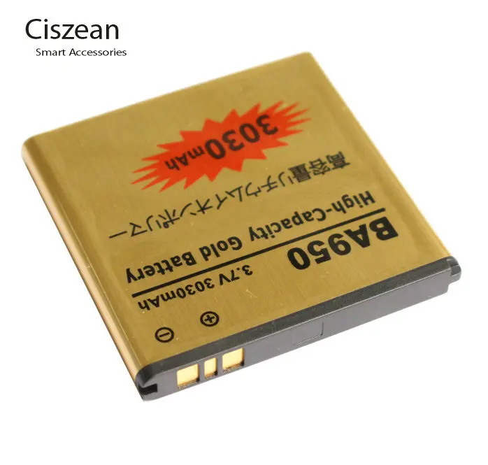 Ciszean 10 шт./лот 3030 мАч BA950 Золотой Сменный аккумулятор для ZR M36h SOL22 C5502 C5503 SO-04E AB-0300 +
