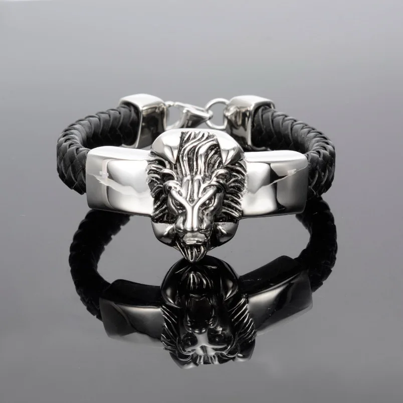 Браслет с Львом кожаный браслет-цепочка титановый браслет из нержавеющей стали