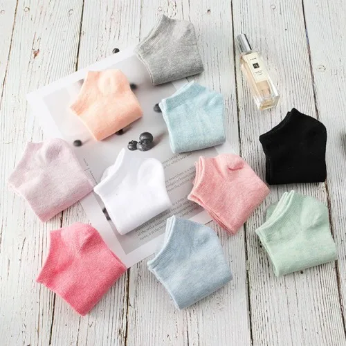 random 5colorL 5 пар/лот = 10 штук однотонные женские хлопковые носки-лодочки женские носки ярких цветов модные летние носки хлопковые женские - Цвет: random 5colorL