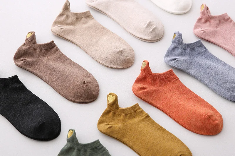 Fashion Socks Woman New Spring 1 Pair Ankle Socks Girls Cotton Color Novelty Women Fashion Cute Heart Casual Socks Lady