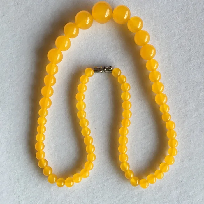 Free Shipping 002754 6-14mm Natural Yellow stone Round Beads Necklace 17&quot | Украшения и аксессуары
