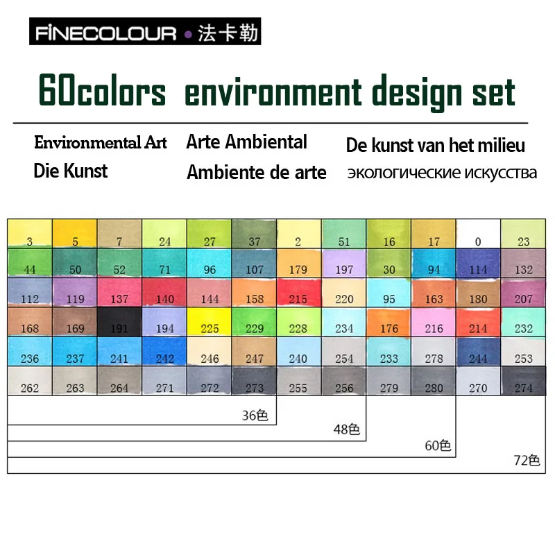 Finecolour EF101 Граффити Маркер рисунок ручки finecolor 160/72/60/48/32 компл. двойной алкоголь эскиз маркеры картина подкладке Manga - Цвет: 60 environmental des