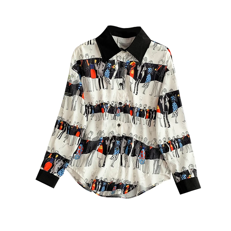 Блузка женская с длинным рукавом и рисунком | Женская одежда