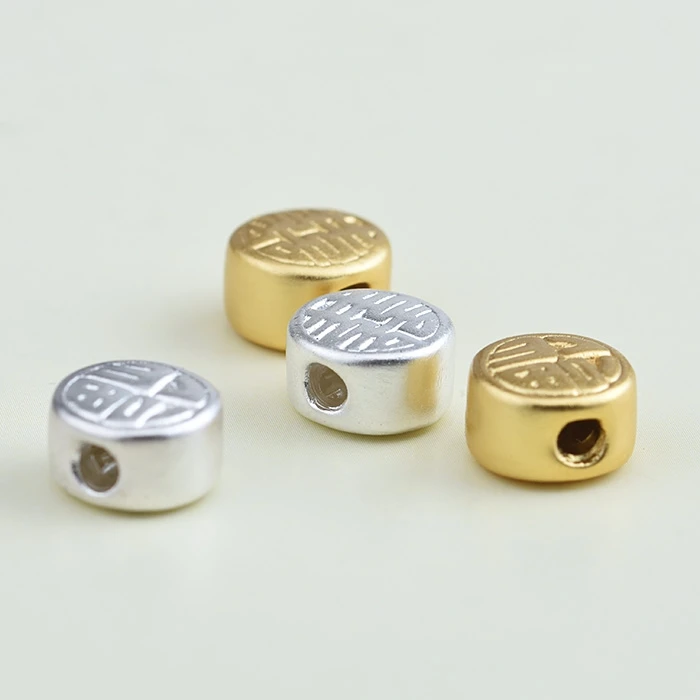 3D 100% 999 серебряные бусины чистое серебро хорошие Luok Lucky Symbol DIY ювелирные