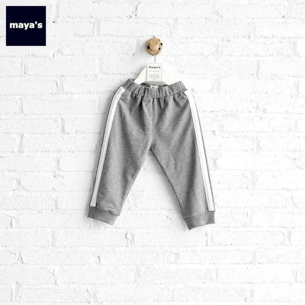 09 Dark Grey Mayas/новые хлопковые полосатые штаны с боковыми вставками для детей; коллекция года; сезон весна; Новые повседневные дышащие мягкие брюки для малышей; базовая одежда для детей; 81001 - Цвет: 09 Dark Grey