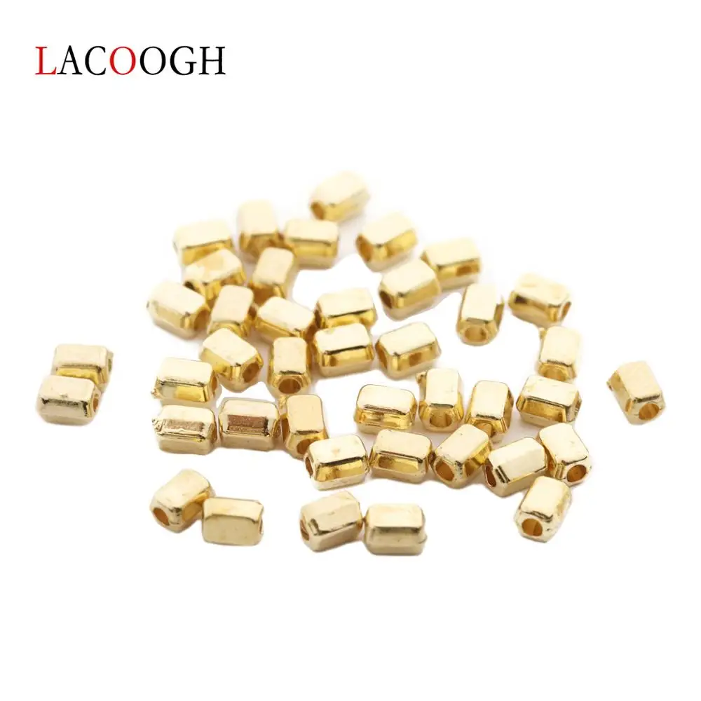

200Pcs 2.7*4mm 1.3mm Hole Size Gold CCB Hexagon Geometric DIY Bracelet Necklace Spacer Beads Charms Pendant for Jewelry Making