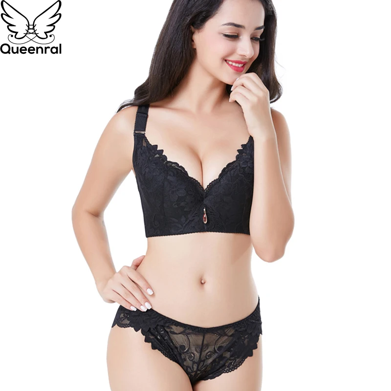 Queenral Push Up комплект нижнего белья для Для женщин бюстгальтер Sexy кружева CDE чашки