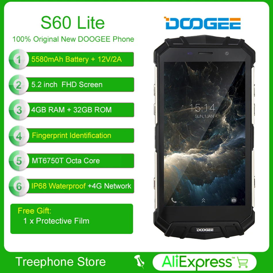 DOOGEE S60 Lite водонепроницаемый смартфон с IP68 Беспроводной и быстрая зарядка