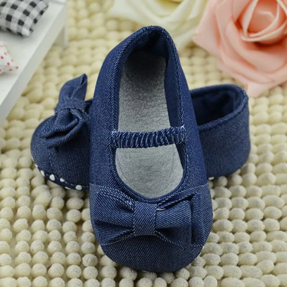 Джинсовая однотонная обувь с бантом для маленьких девочек принцесс Zapatos de bebe Scarpe
