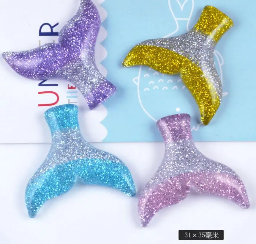 

Fish Tail Pendants DIY Resin fish tail charms flatback kawaii cabochon sticker craft jewelry making ornament decoration