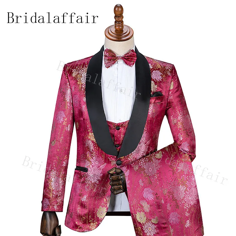 Элегантный дизайн Bridalaffair 2019 Fomral мужские костюмы из 3 частей формальный Красный