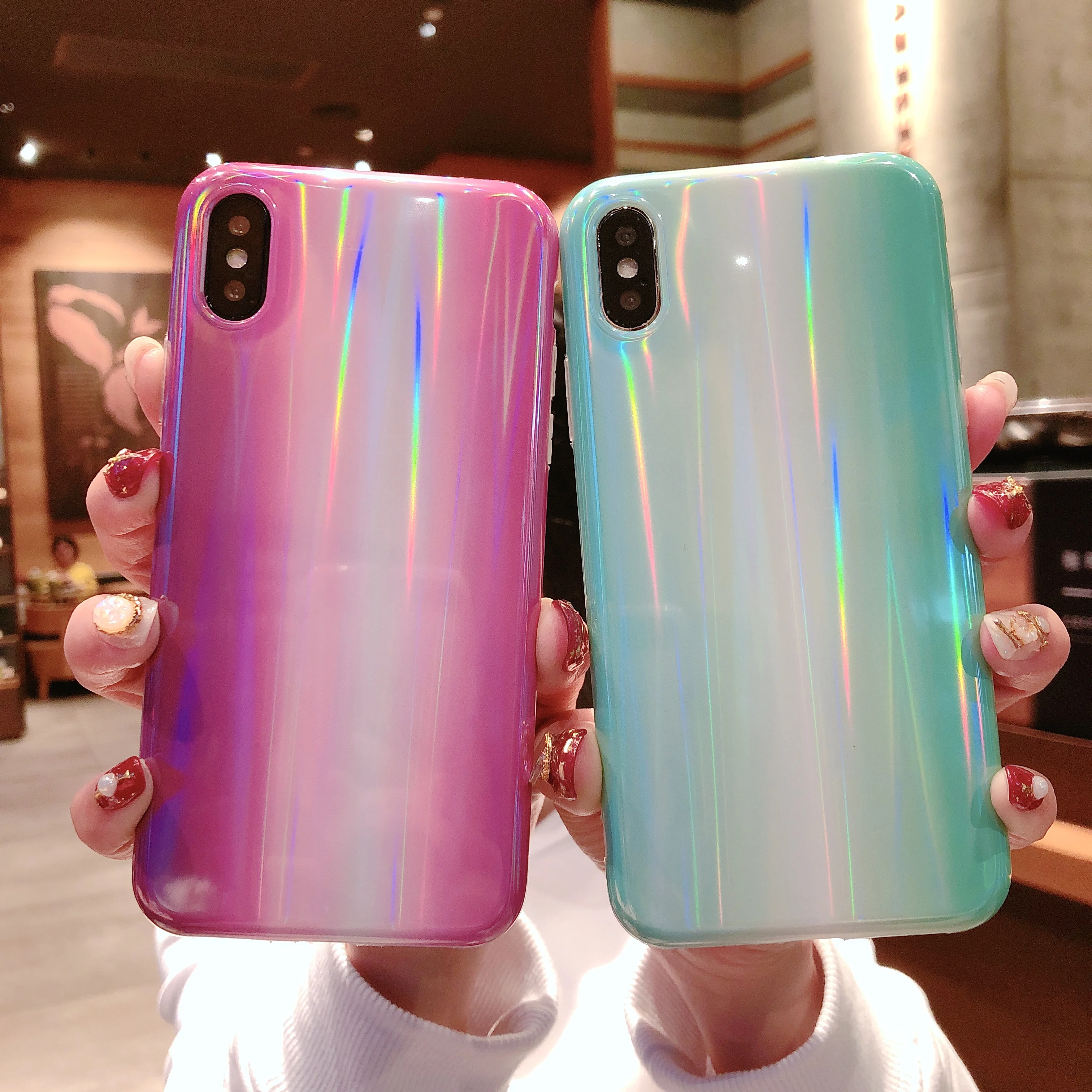 COPEONE чехол для iPhone 7 Plus Мягкий ТПУ Радуга Аврора лента задняя крышка XS XSMAX XR 6 8