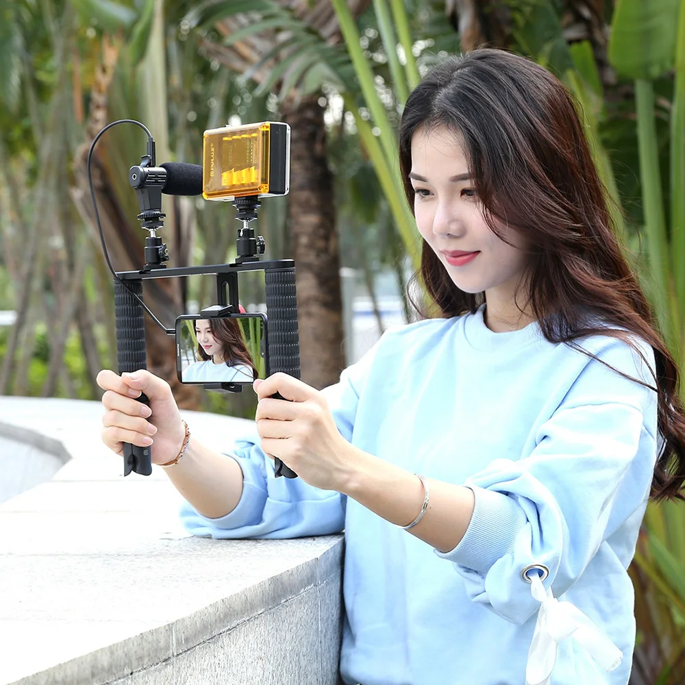 Photography Suit Live Broadcast Kits Mobile Set Aluminum Rabbit Cage with Microphone Mini Tripod | Электроника