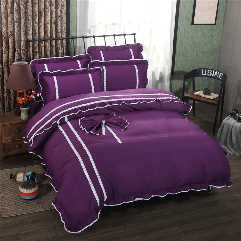 Однотонный Комплект постельного белья с большой бант узлом Пододеяльник