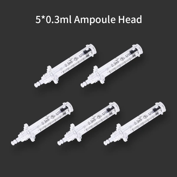 5 Pcs 0.3ml Foreverlily 0,5 мл/0,3 миллилитровый шприц ампул головка для гиалурона ручка гиалурон высокого давления удаления морщин шприц для воды - Номер модели: 5 Pcs 0.3ml