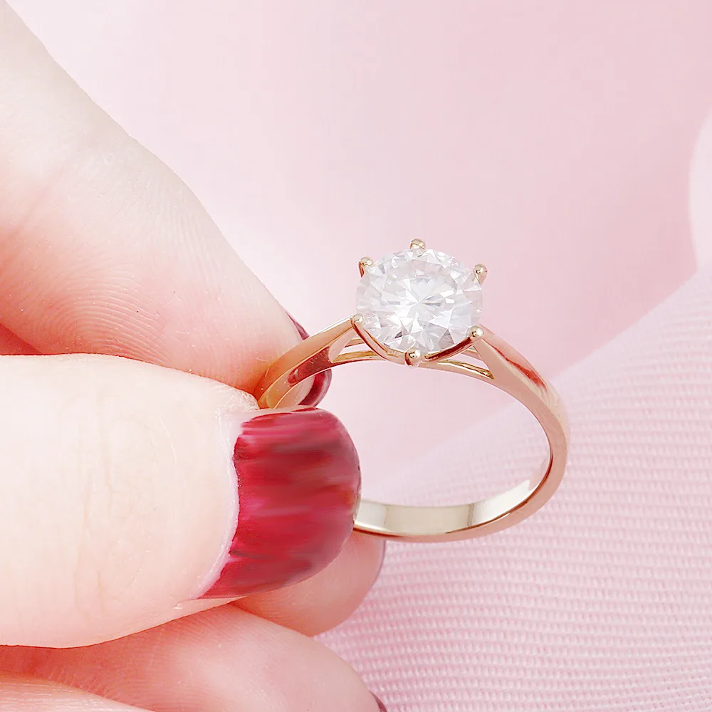 Кольцо transmems классическое обручальное кольцо для женщин 2ct 8 мм F цвет Moissanite бриллиантовое кольцо 14 к желтое золото обручальное кольцо