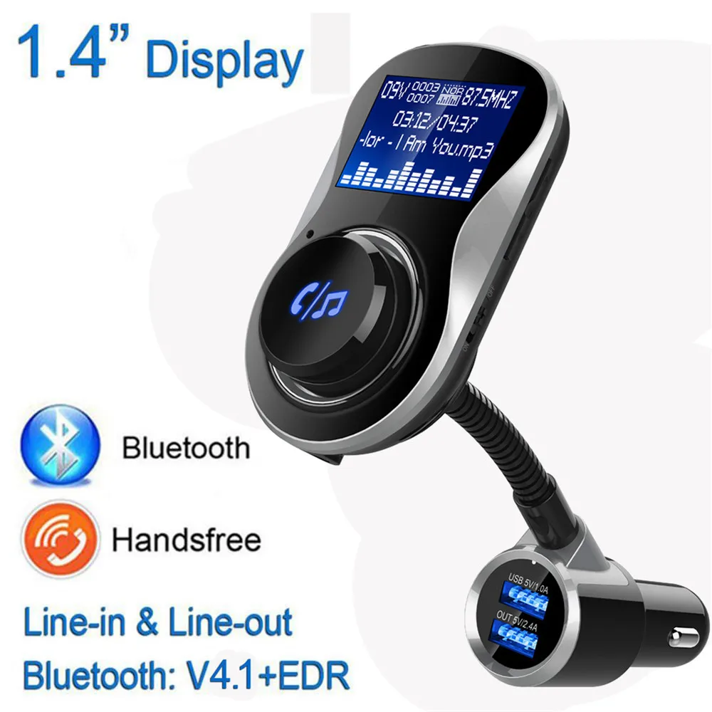 Новый Bluetooth автомобильный комплект FM модулятор fm-передатчик Aux Out Handsfree mp3-плеер 2-USB