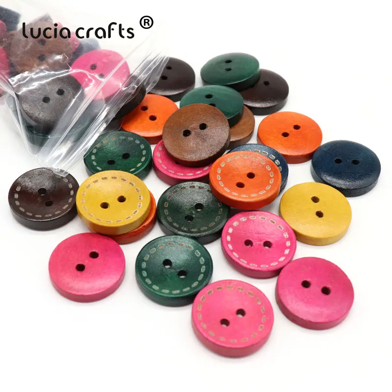 Lucia crafts круглые пуговицы с двумя отверстиями для одежды E0107|20mm wood buttons|wooden buttonssewing