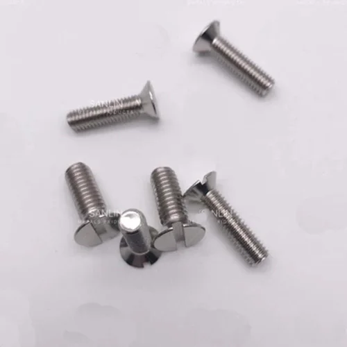 10pcs M4 Flat head Slotted Mechanical screw Brass nickel plated screws one line socket Countersunk bolt 6mm-30mm Length | Обустройство
