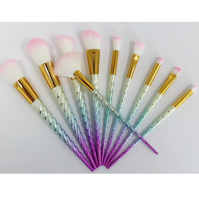 10 шт. радужные алмазные кисти для макияжа с единорогом набор тональных кисточек