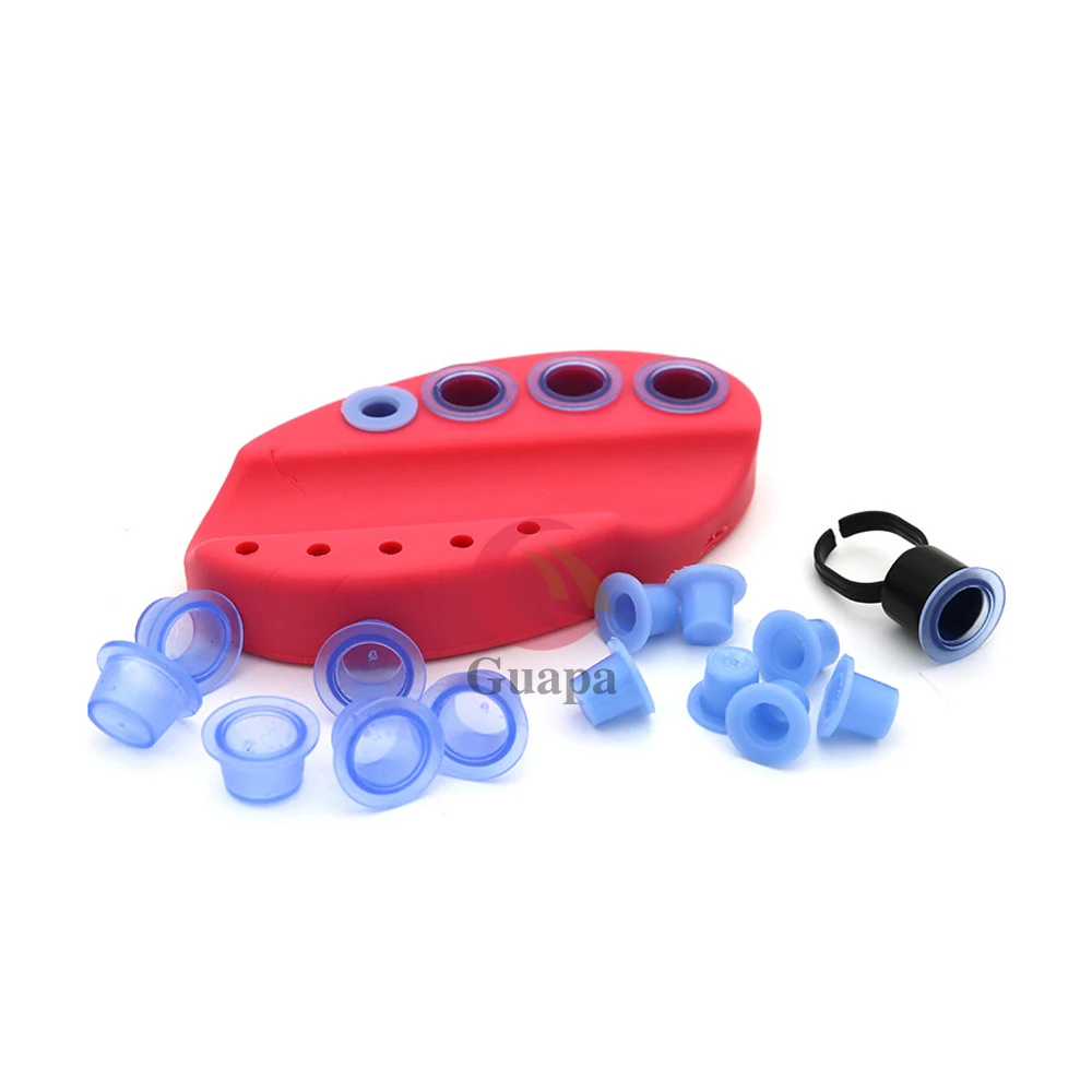 100PCS Plastic Microblading Tattoo Ink Cup Permanent Makeup Pigment Color Cups Accessories in Blue | Красота и здоровье